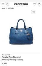 Prada Vitello Daino Double Zip Blue Leather T...