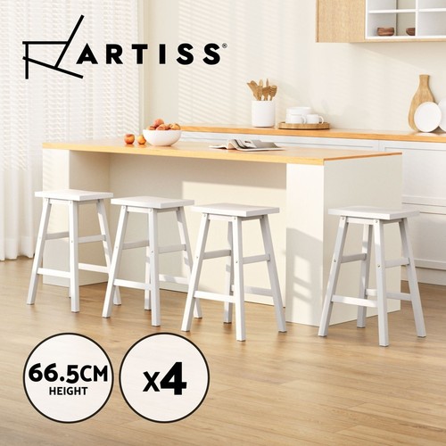 Artiss 4x Bar Stools Kitchen Dining Chairs Counter Stool Wooden White - Picture 1 of 9