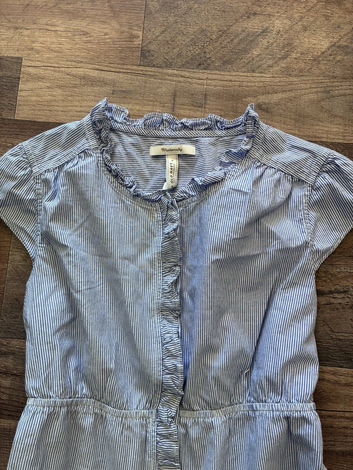 Blusa Top Babydoll Peplum Vintage A Rayas Volantes Botón Y2K Años 2000 90 S/M/L Foto 2 de 4