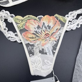 NWT Vintage La Perla Caresse Floral Embroidered Mesh Lingerie Set