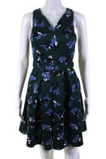 Slate & Willow Womens Sleeveless Printed Ice Skater Dress Green Size 6 12061364