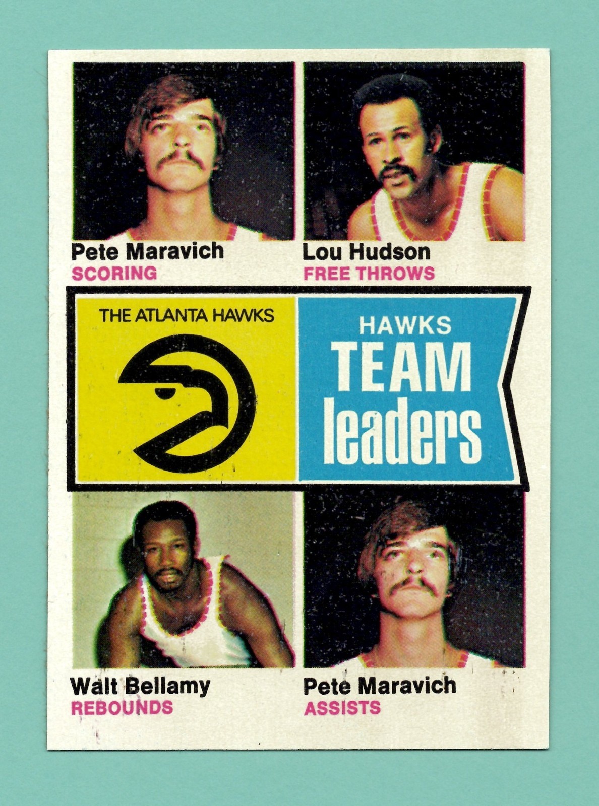1974 Topps #81 Atlanta Hawks Team Leaders NM Near Mint Pete Maravich Lou Hudson