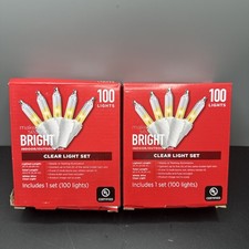 2pk 100 CLEAR Light Set Indoor/Outdoor 20' White Wire String Light Christmas NEW