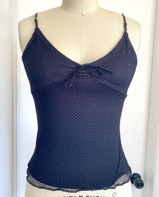#ad #ad Vintage Y2K Mesh Cami Top Womens XS Fairy Whimsigoth Black Tank Camisole $24.74