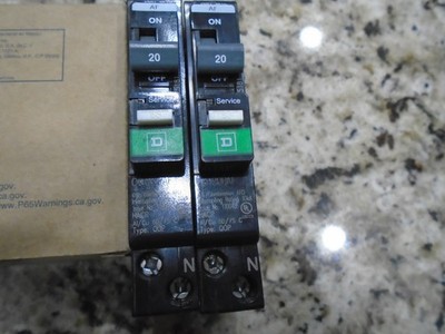 2 X NEW SQUARE D QO120PAF 20AMP COMBINATION ARC FAULT BREAKERS BRAND NEW NO BOX