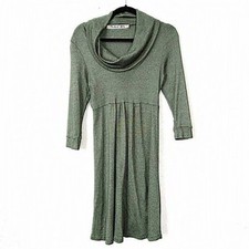 Michael Stars Women's Green Cowl Neck Knit Sweater Dress One Size 3/4 Sleeve