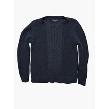 Nautica Cable Knit Classic Chunky Knit Sweater   Women  s Large   Navy Blue