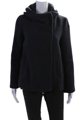 Zara Basic Outerwear Womens Snap Closure Collared Coat Navy Size S