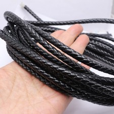 5.5 Yards Black Round Braided Bolo Faux Leather String Jewelry Cord Rope 6mm
