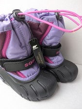 Sorel Flurry Youth Girls Size 8 Winter Snow Boots Black  Purple, New