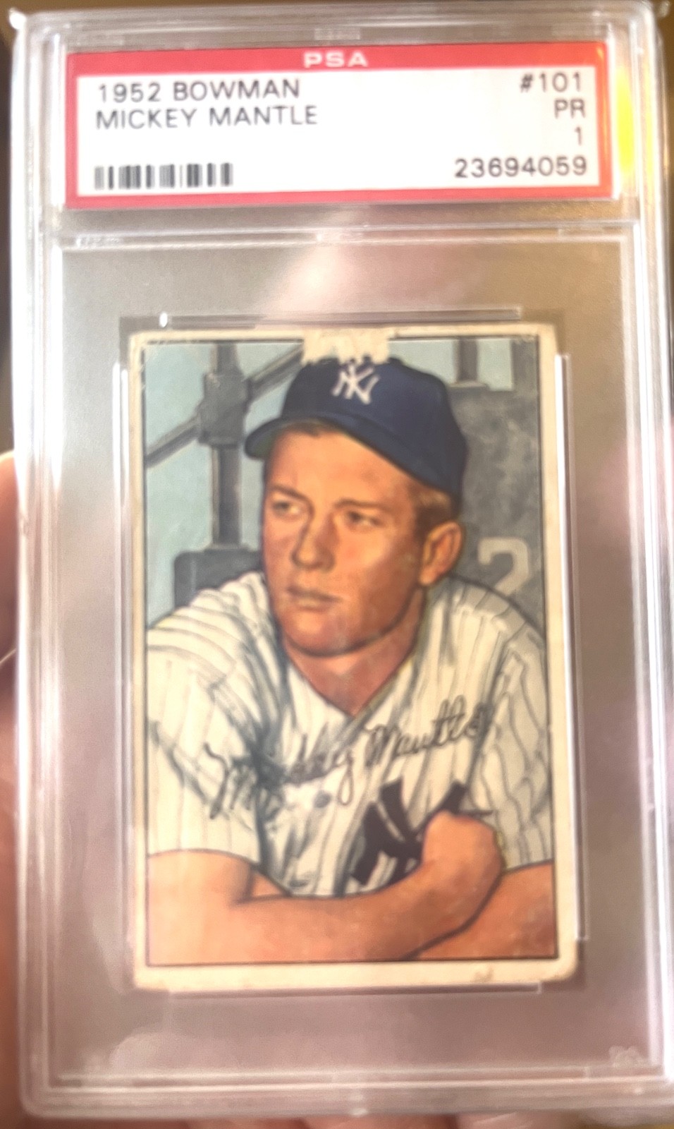 1952 BOWMAN MICKEY MANTLE #101 PSA 1
