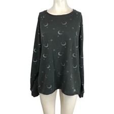 HOOEY - WOMEN'S XL - GRAY LONG SLEEVE CREW NECK MOON DESIGN SWEATSHIRT