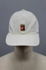NIKE Court Vintage Embroidered logo Tennis Beige Canvas Used Hat Cap One Sz