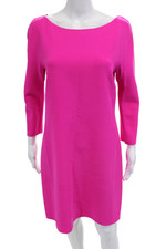 Michael Kors Womens Shift Dress Pink 3/4 Sleeve Round Neck Wool Zip Size 8