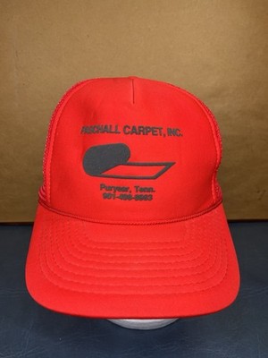 Vintage Paschall Carpet Inc Puryear Tennessee Red Mesh SnapBack Trucker Hat