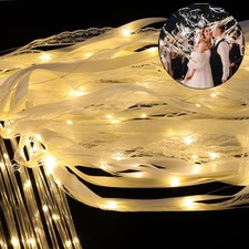 100 Pcs Wedding Wands Ribbon with 3 Colorful Flashing Modes, Light up LED Sil...