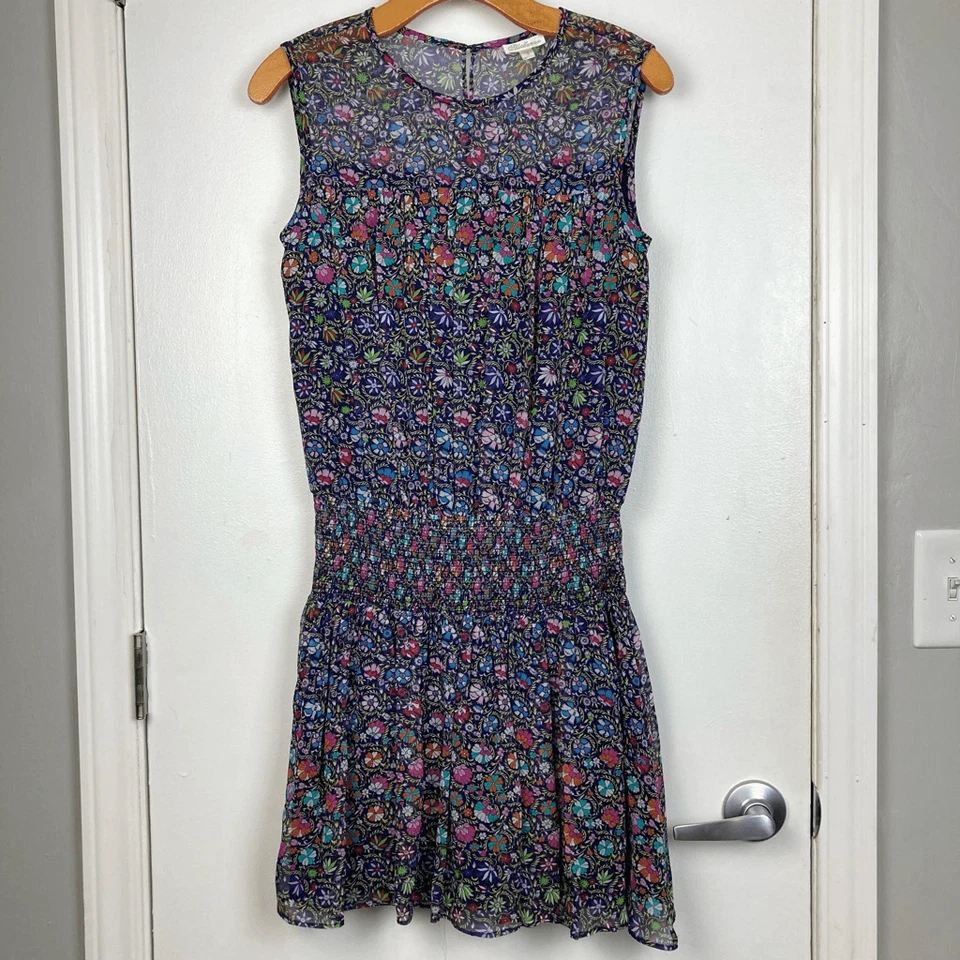 Shoshanna Alina 100% Silk Sleeveless Dress Smocked Waist Floral Garden Girl sz 4 - Image 2 of 4