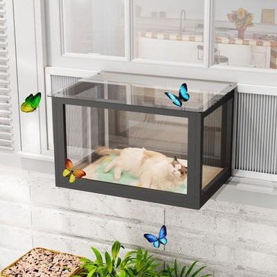 Cat Window Box, Catio Outdoor Cat Enclosure with Bug Proof Wire Mesh