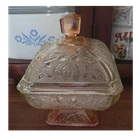Vintage Jeanette Amberina 125 Oak Leaf Acorn Candy Dish