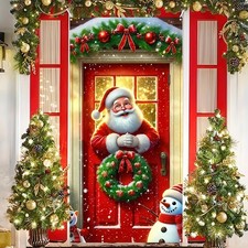 Santa Claus Door Cover Christmas Decorations 35 X 71 Inch Santa...