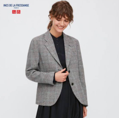 UNIQLO x Ines De La Fressange Tweed Blazer Womens Large Gray
