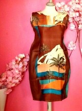 WOMEN PLUS SIZE BROWN FLORAL SHIFT DRESS ( ONE SIZE PLUS )