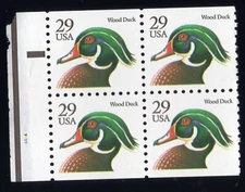 Scott #2484a Wood Duck Booklet Pane (Block) of 4 Stamps - MNH