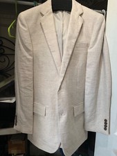 J CREW Mens Beige Stone Thompson Blazer Size 36R Irish Linen 2 Button