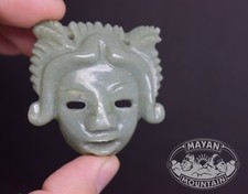 LARGE MAYAN FACE PENDANT GUATEMALAN MAYA JADEITE JADE GUATEMALA