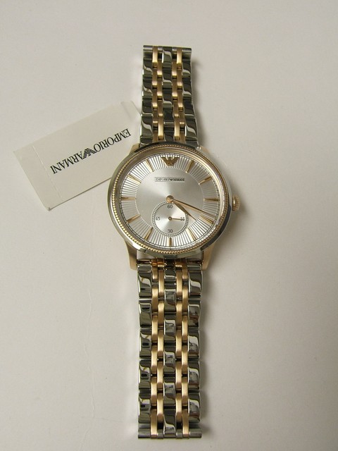 Emporio Armani Men's Silver Rose Gold Two Tone Stain Steel Watch 38mm AR1839  for sale online | eBay