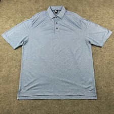 FootJoy FJ Polo Shirt XL Blue Short Sleeve Striped Casual Logo Golf Performance