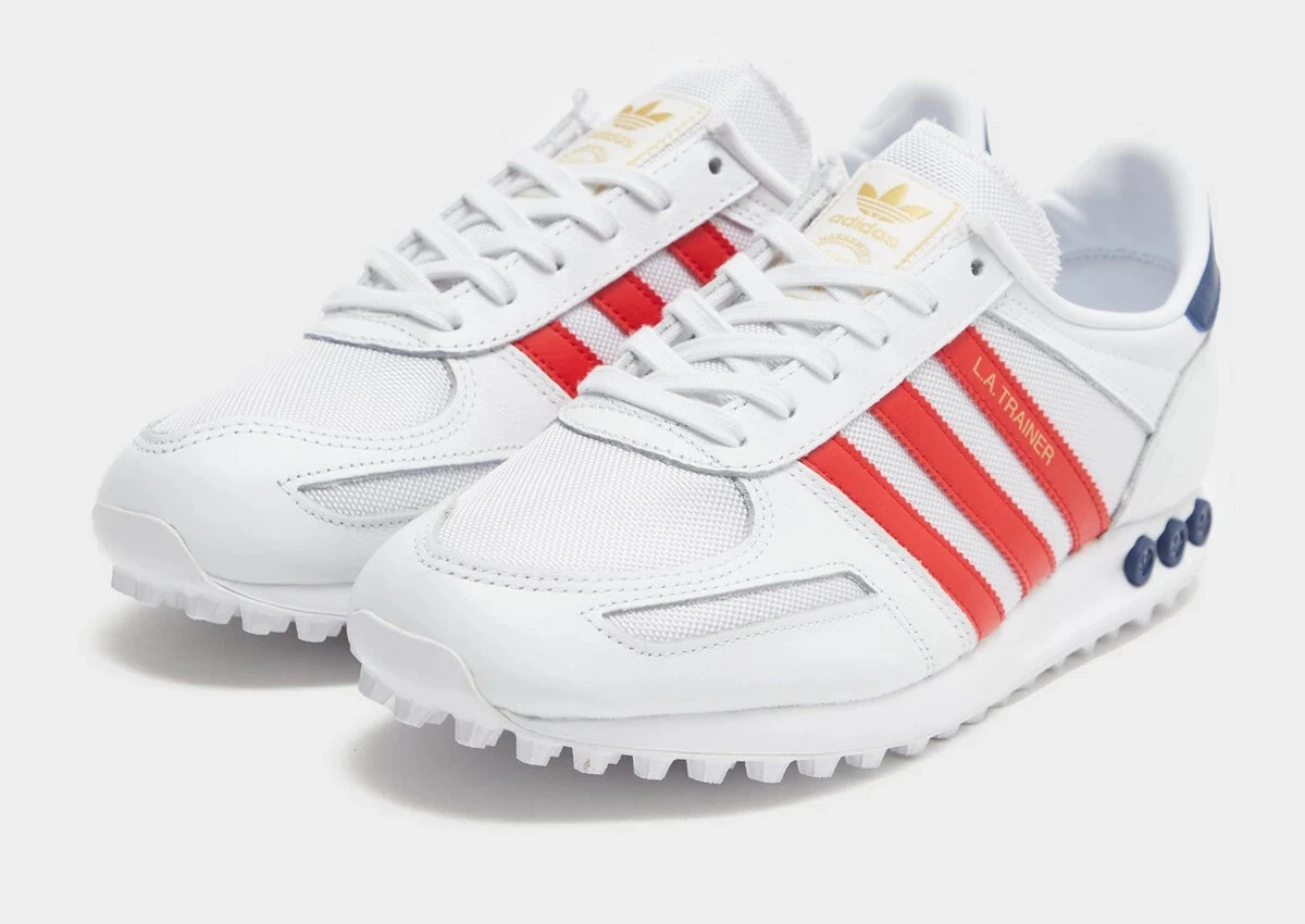 adidas Originals Mens Los Angeles Trainers White Red | eBay