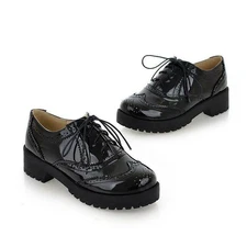 Fashion Women Wing Tip Brogue Casual Oxfords Shoes Lace Up Platform Creeper New