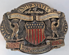 belt buckle US Constitution 200 anniversary American Belt Buckle Co. 1987