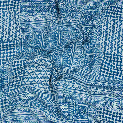 Cotton Handmade Indigo Dabu Block Print Fabric Clothing Sewing Fabric 2.5 Yards