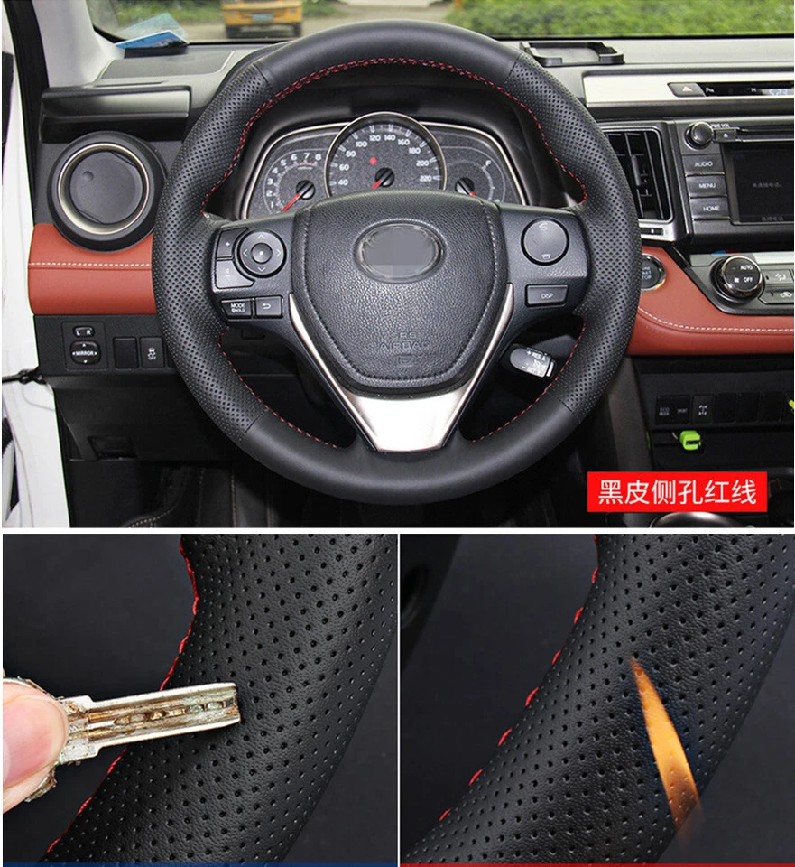 For Toyota RAV4 2013 2014 2015 2016 2017 2018 Hand Sewing Steering Wheel Cover - image 4 of 4