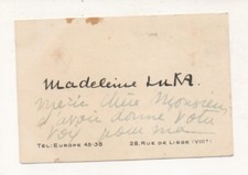  1 lettre autographe et 1 carte de visite de  Madeleine LUKA peintre