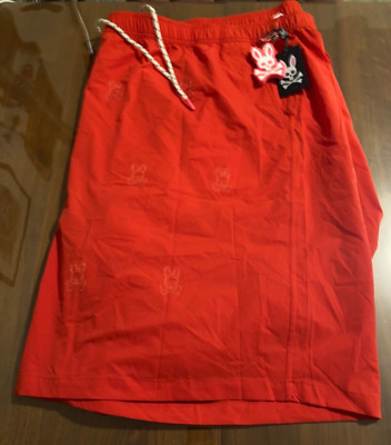 PSYCHC BUNNY BIG AND TALL LARKIN SWIM SHORTS, RED, 6XLT