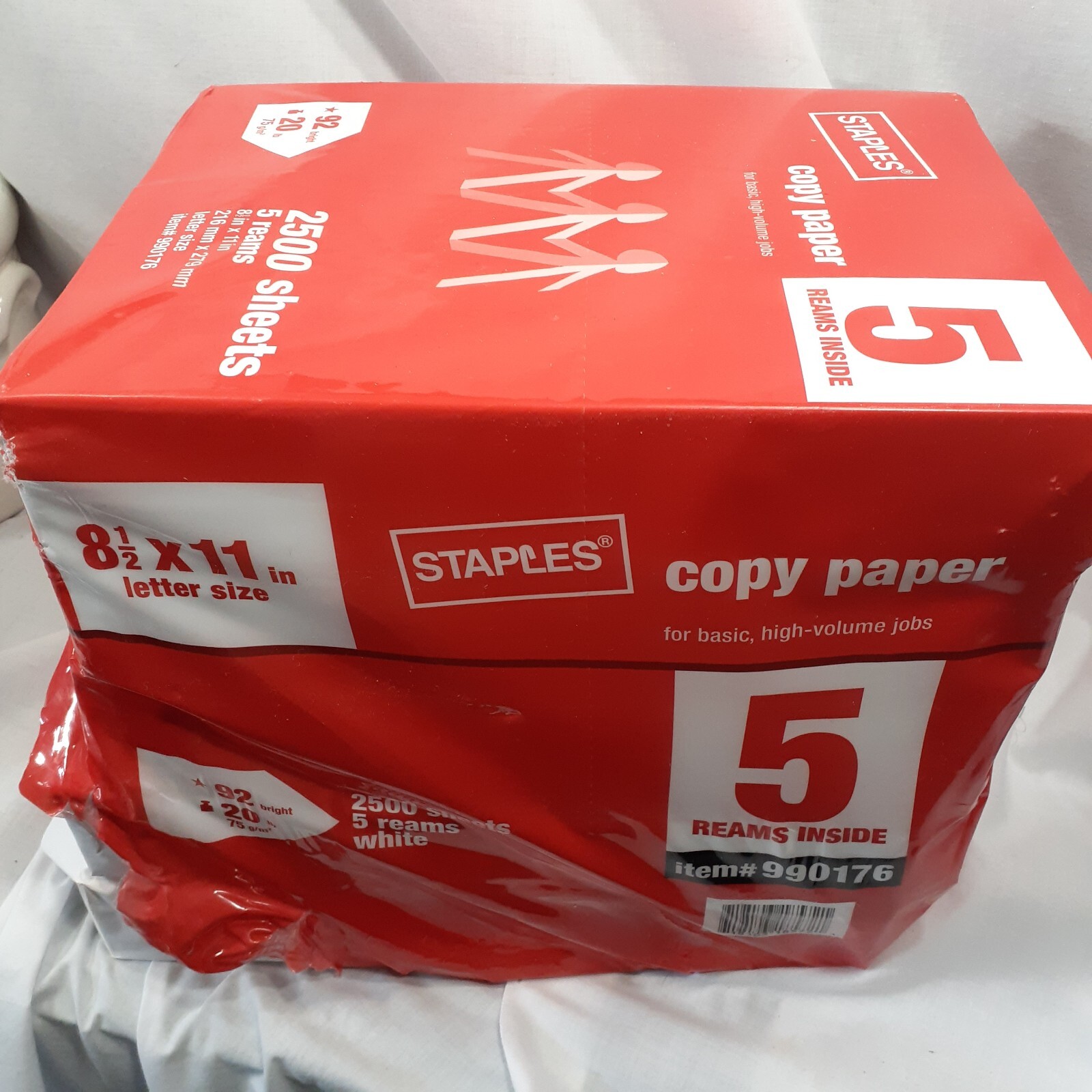 Staples Copy Paper Legal Size 92 Bright 2500 Sheets 5 Reams 990176 Printer Scan eBay