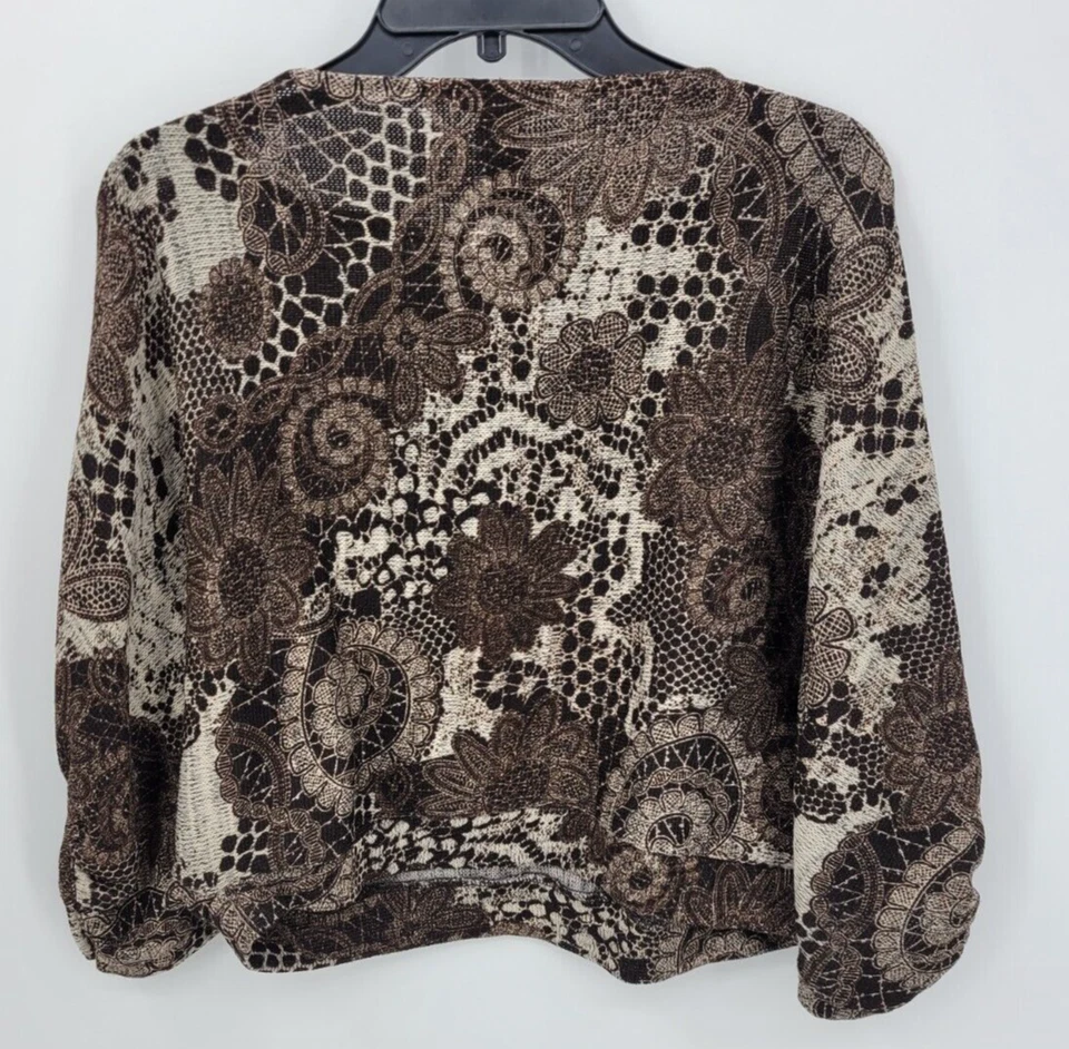 Suéter Alberto Makali Mujer Grande Marrón Floral Paisley Manga Ala de Murciélago Artístico Foto 2 de 4