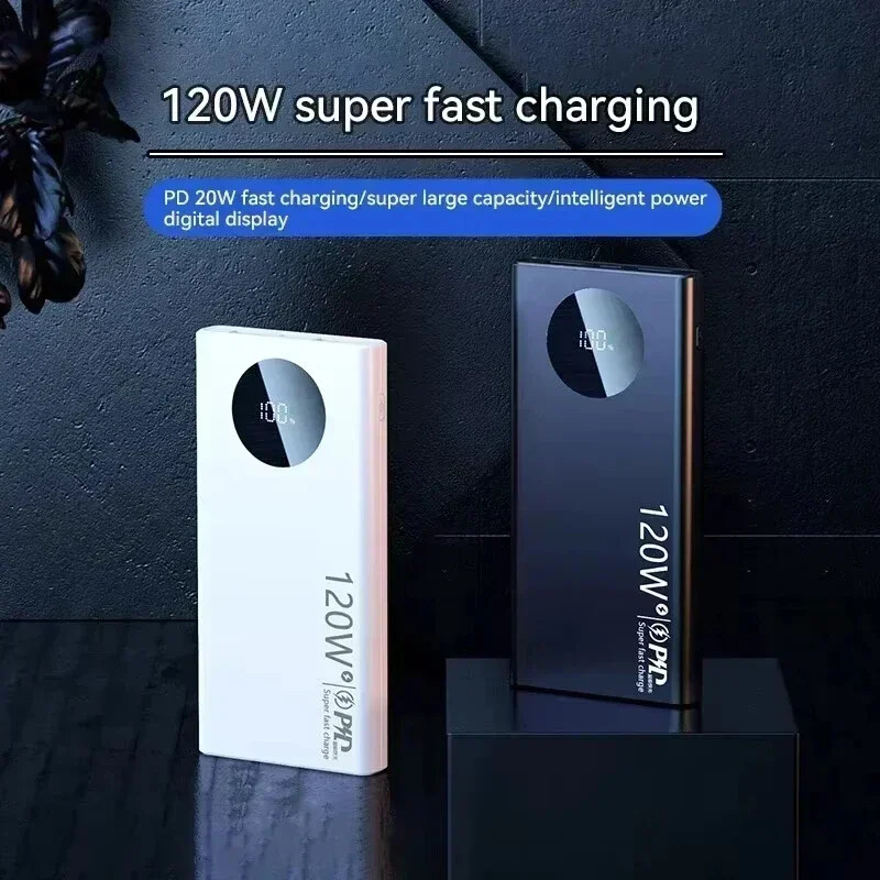 200000mAh 120W Fast Charging Power Bank Portable Phone Battery Backup