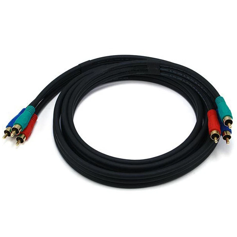 6FT 3 RCA RGB YPbPr Component Video Cable Coaxial RG59/U Gold HDTV DVD TV VCR - Image 2 of 2