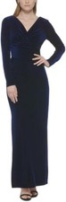 Eliza J Womens Gathered-Waist Velvet Navy 8