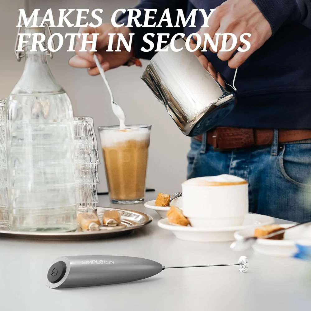 Milk Frother Handheld Battery Operated Electric Foam Maker, Drink Mixer with Sta