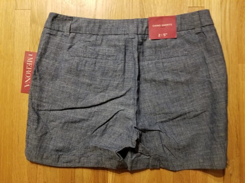 Merona $19.99 NWT size 2 Womens Chambray Blue Chino Cotton Shorts 30 x 5" Inseam - Picture 5 of 6