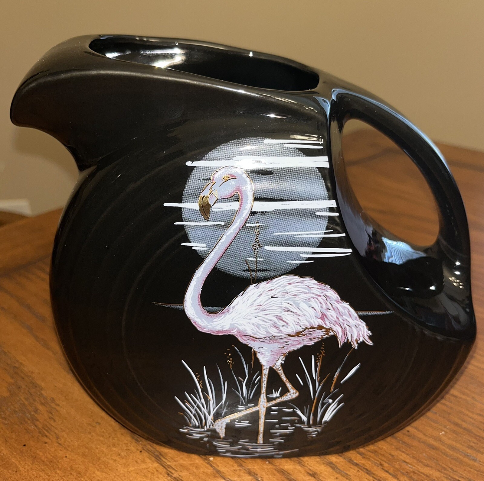 RARE Fiestaware Fiesta Black “Moon Over Miami” Flamingo Large Disc