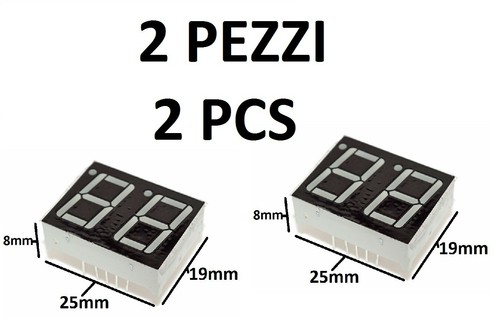 DISPLAY A LED 7 SEGMENTI ROSSO ANODO COMUNE 2 CIFRE NUMERO 0,56 ARDUINO 2PZ