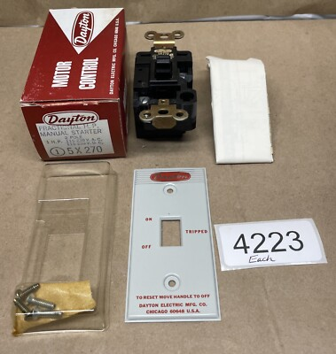 #ad Dayton 5X270 FHP Manual AC Motor Control 2 Pole Switch Qty 1 $19.95