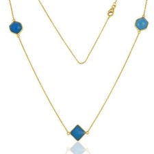 Blue Chalcedony 925 Silver 16 Inch Designer Pendant Necklace Gemstone Jewelry