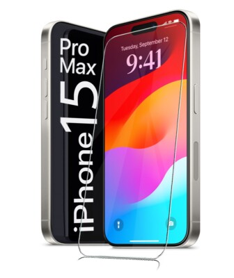 Für iPhone 15 Pro Max (6.7'') - 9H Panzerfolie Echt Glas HD Display Schutzglas
